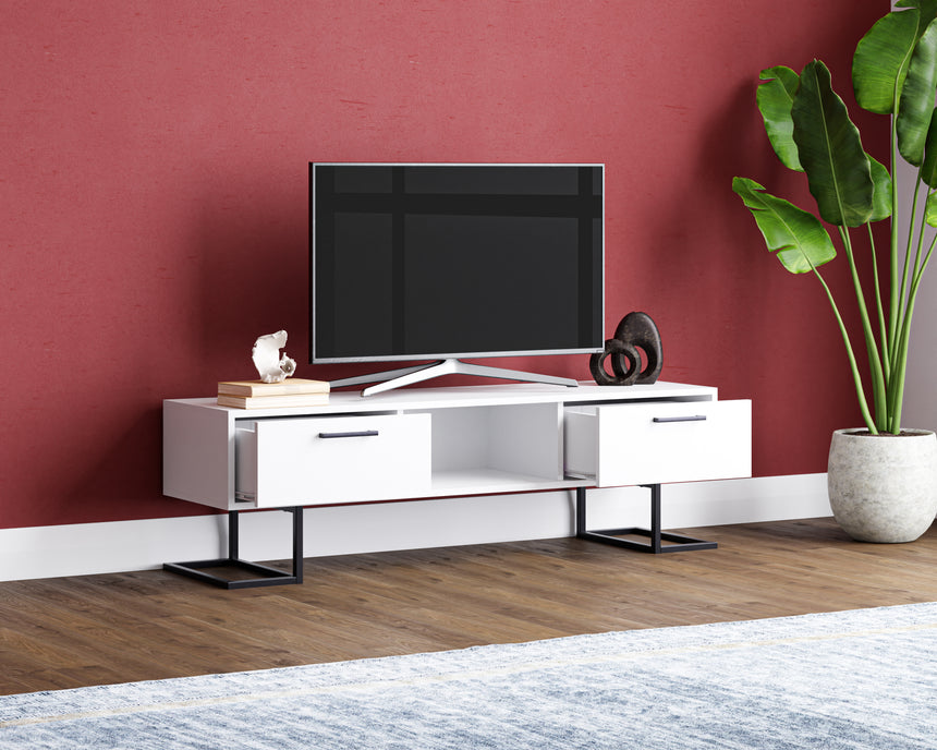 Full Moon TV Stand with 2 Drawers & Shelves