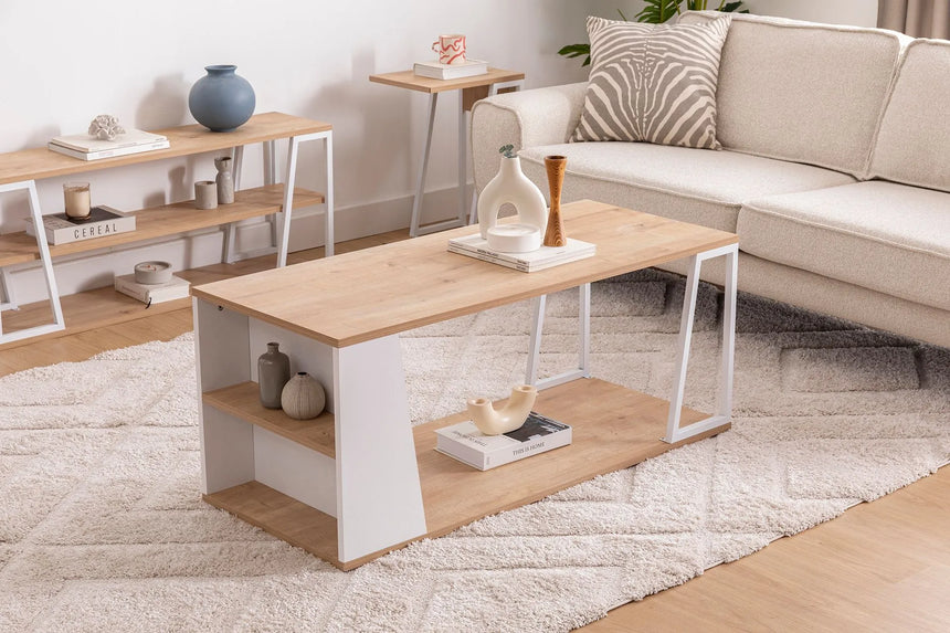 İSSA RAFLI ORTA SEHPA, SAFİR MEŞE BEYAZ