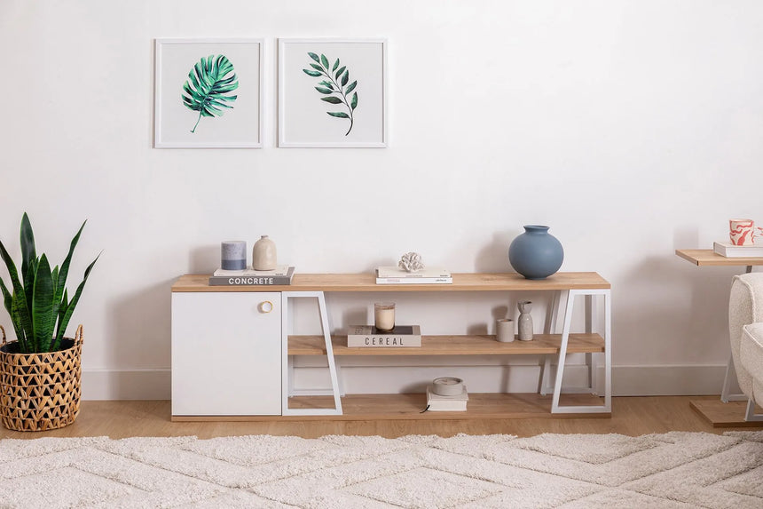 İSSA DOLAPLI TV SEHPASI, SAFİR MEŞE BEYAZ