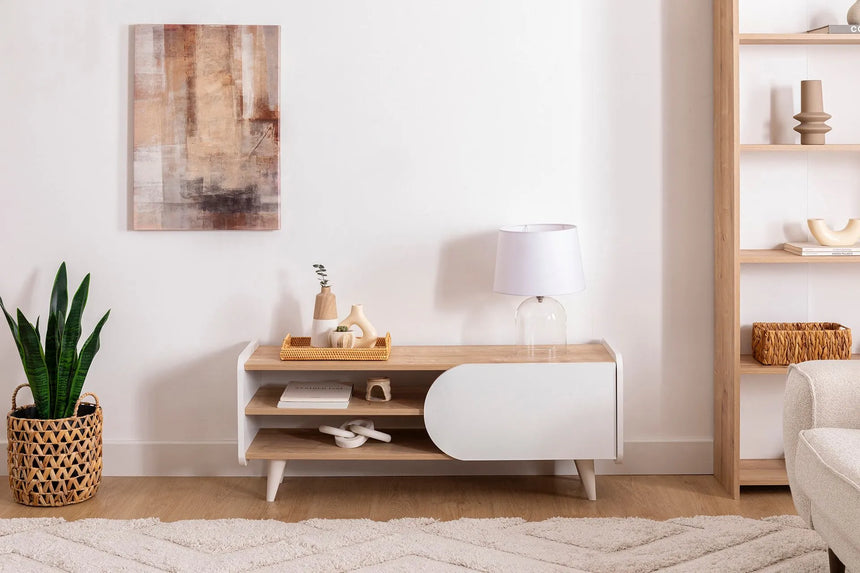 İNDY TV SEHPASI, SAFİR MEŞE BEYAZ, 120 CM