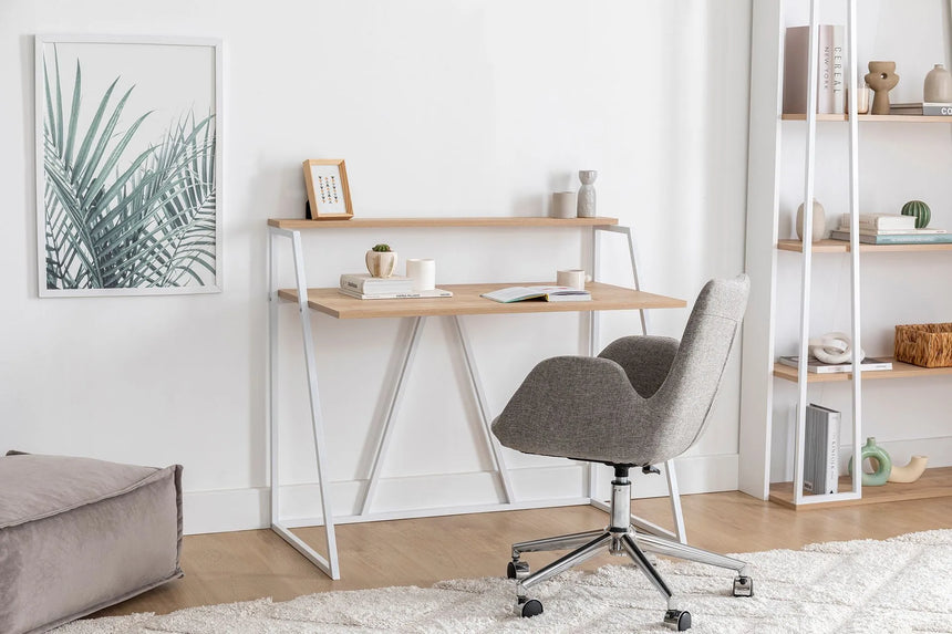 İSSA RAFLI ÇALIŞMA MASASI, SAFİR MEŞE BEYAZ