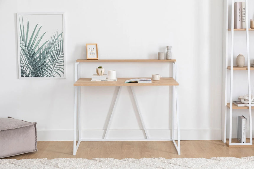 İSSA RAFLI ÇALIŞMA MASASI, SAFİR MEŞE BEYAZ