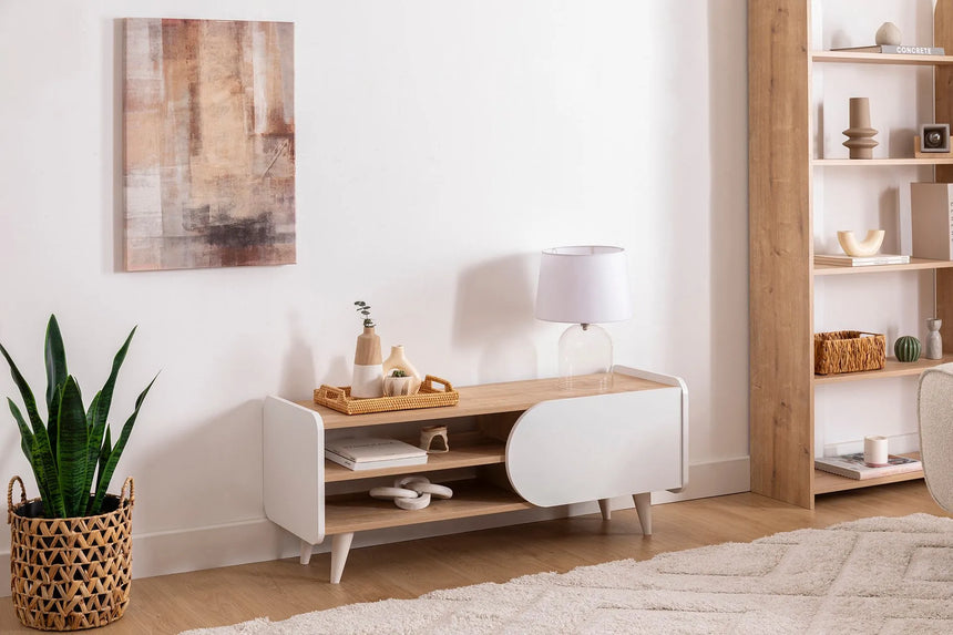 İNDY TV SEHPASI, SAFİR MEŞE BEYAZ, 120 CM