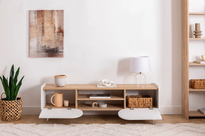 İNDY TV SEHPASI, SAFİR MEŞE BEYAZ, 160 CM