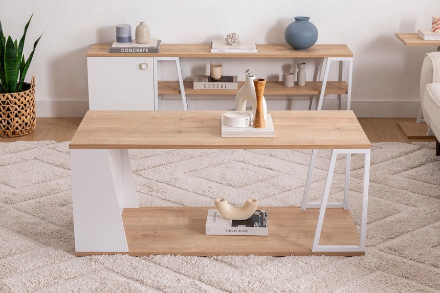 İSSA RAFLI ORTA SEHPA, SAFİR MEŞE BEYAZ