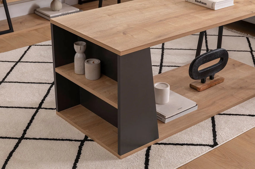 İSSA RAFLI ORTA SEHPA, SAFİR MEŞE SİYAH