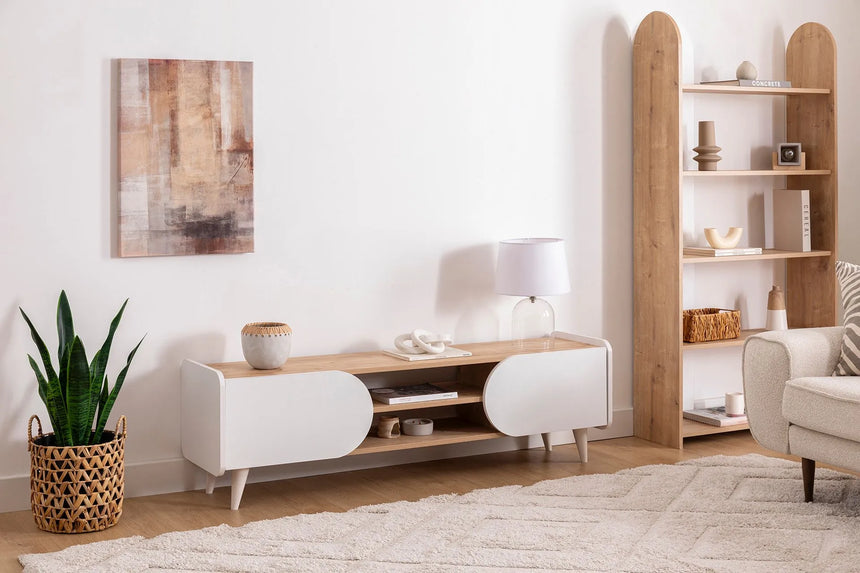 İNDY TV SEHPASI, SAFİR MEŞE BEYAZ, 160 CM