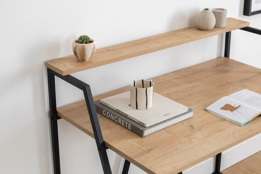 İSSA RAFLI ÇALIŞMA MASASI, SAFİR MEŞE SİYAH