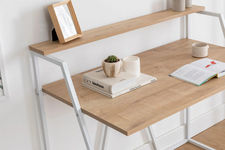 İSSA RAFLI ÇALIŞMA MASASI, SAFİR MEŞE BEYAZ