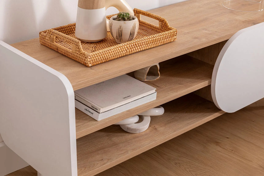 İNDY TV SEHPASI, SAFİR MEŞE BEYAZ, 120 CM