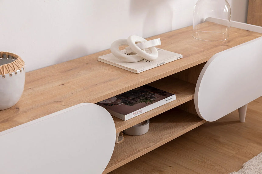 İNDY TV SEHPASI, SAFİR MEŞE BEYAZ, 160 CM