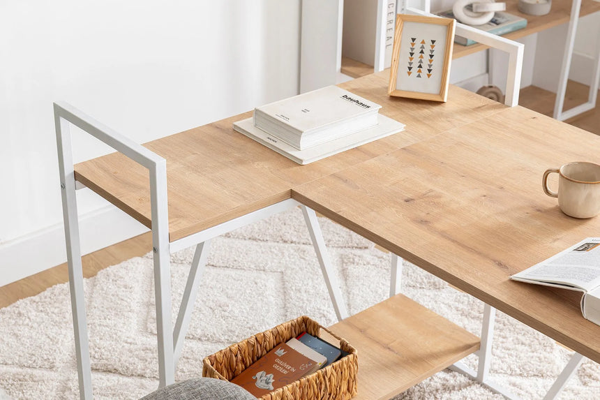 İSSA KÖŞE ÇALIŞMA MASASI, SAFİR MEŞE BEYAZ