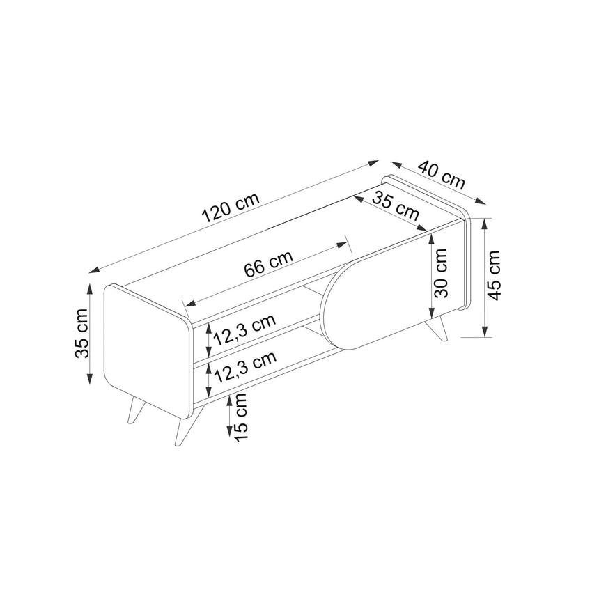 İNDY TV SEHPASI, SAFİR MEŞE BEYAZ, 120 CM