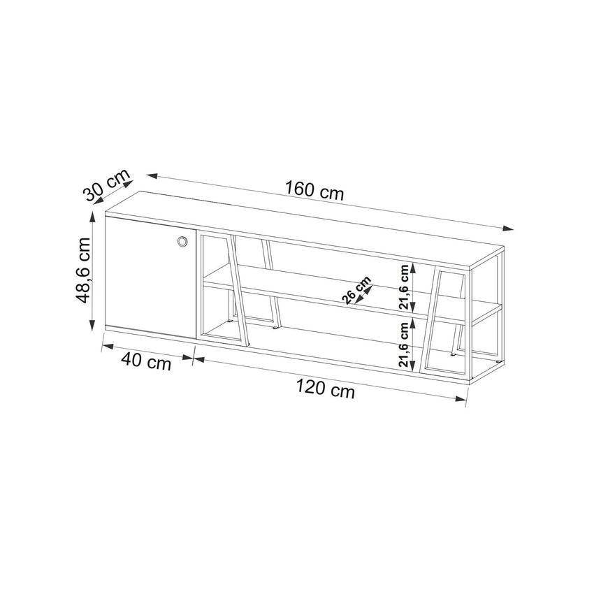 İSSA DOLAPLI TV SEHPASI, SAFİR MEŞE BEYAZ