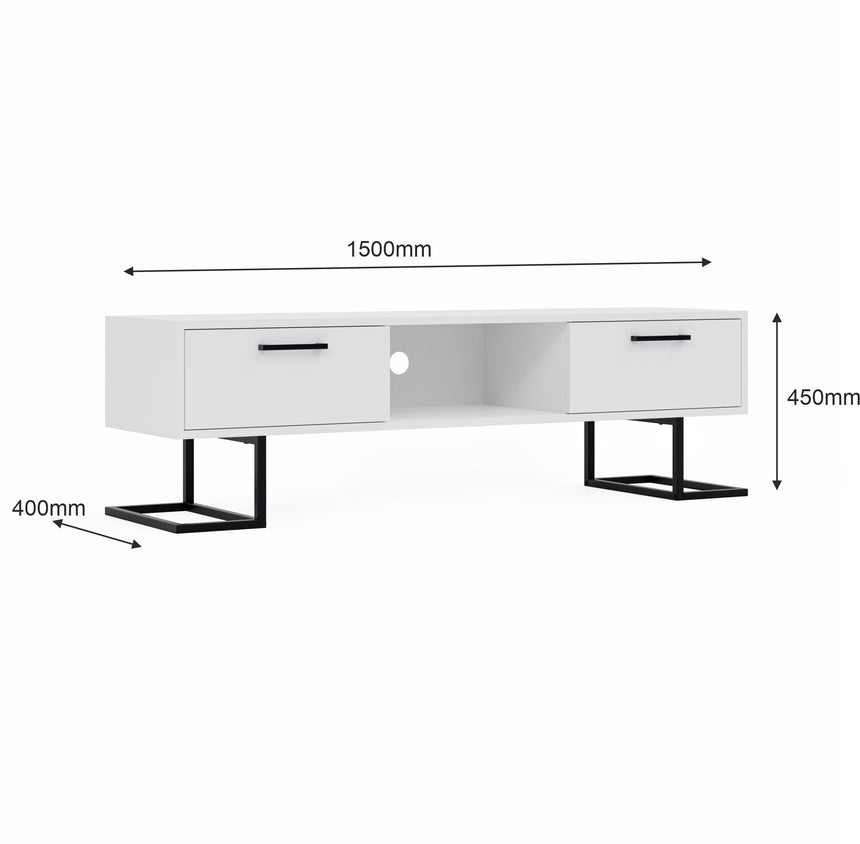Full Moon TV Stand with 2 Drawers & Shelves