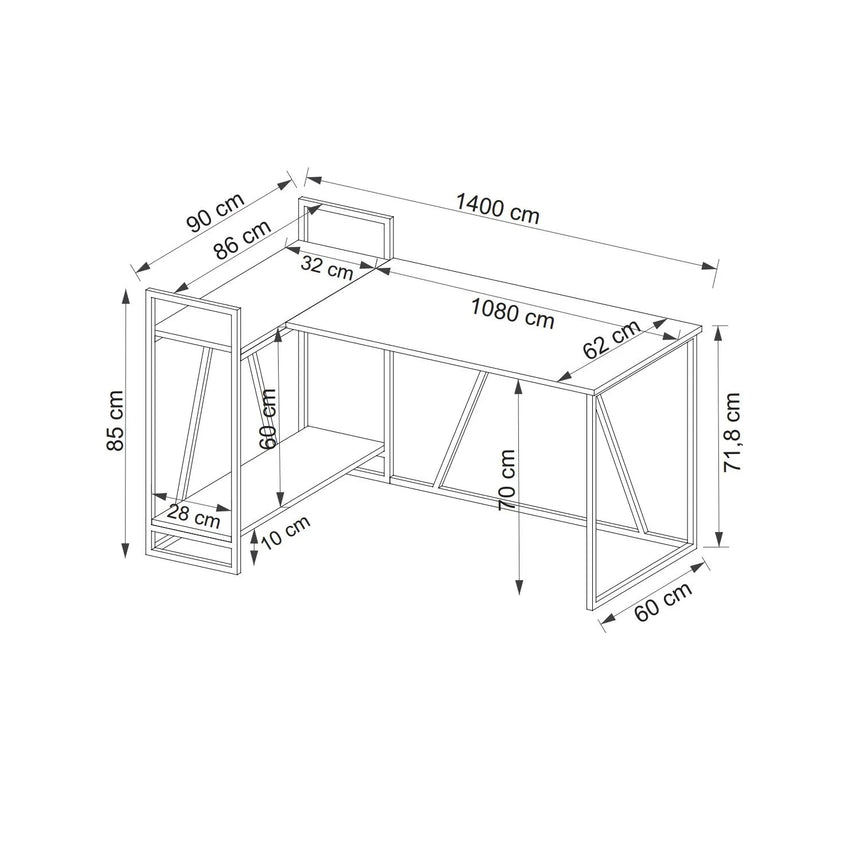 İSSA KÖŞE ÇALIŞMA MASASI, SAFİR MEŞE SİYAH
