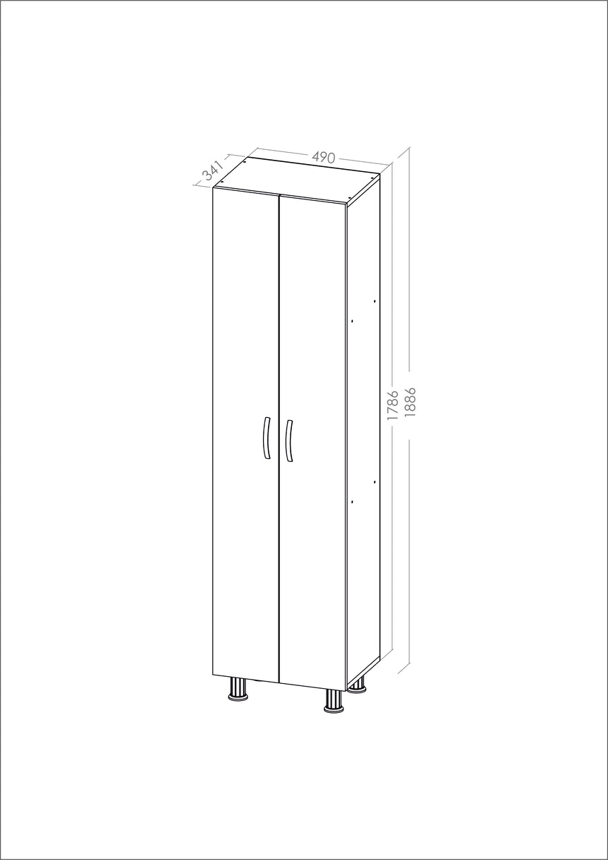 Luno 2 Kapaklı 8 Raflı Çok Amaçlı Dolap