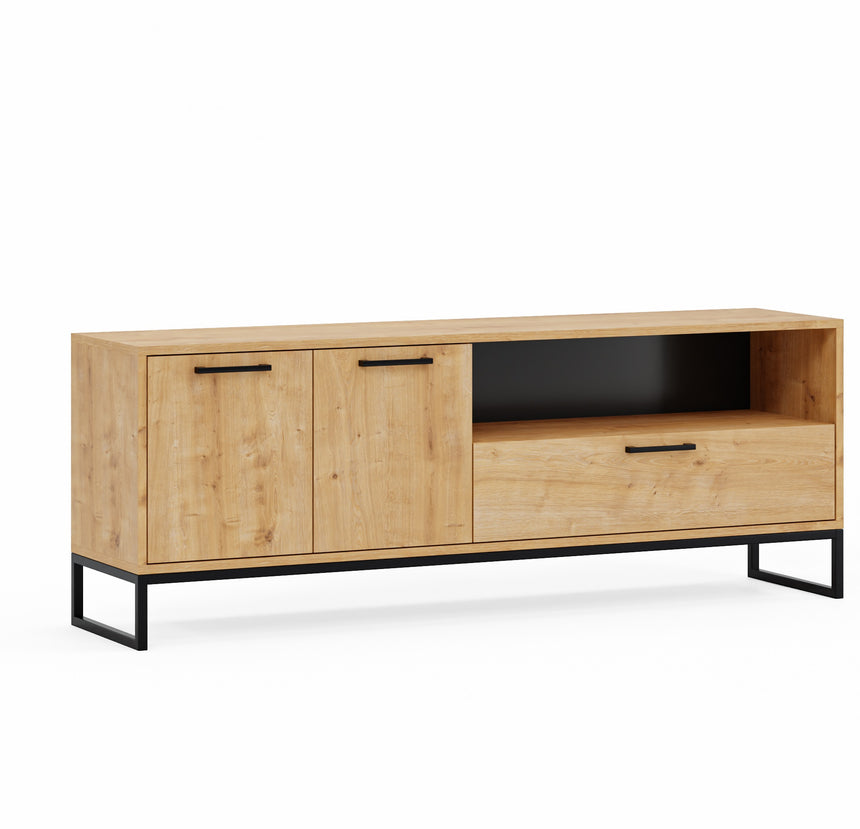 Yukon 2 Kapaklı Çekmeceli ve Raflı Tv Sehpası - Safir Meşe