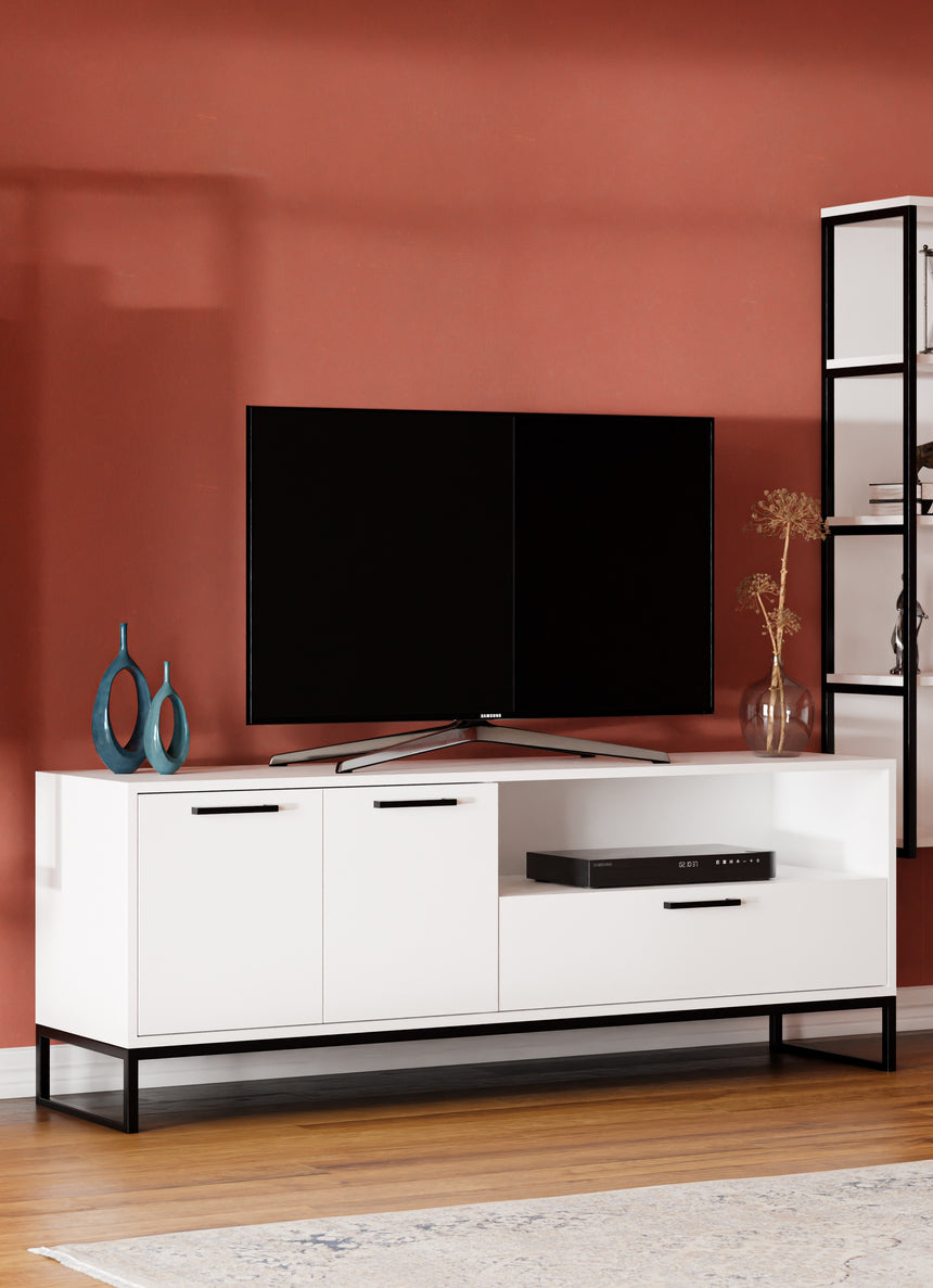 Yukon 2 Kapaklı Çekmeceli ve Raflı Tv Sehpası - Beyaz