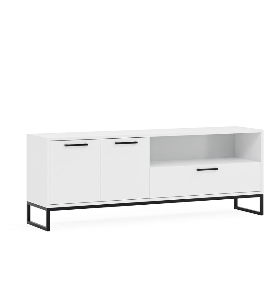 Yukon 2 Kapaklı Çekmeceli ve Raflı Tv Sehpası - Beyaz