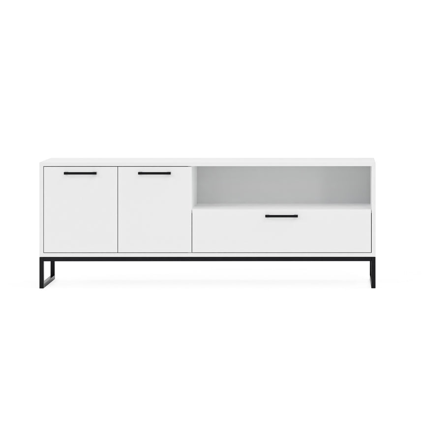 Yukon 2 Kapaklı Çekmeceli ve Raflı Tv Sehpası - Beyaz