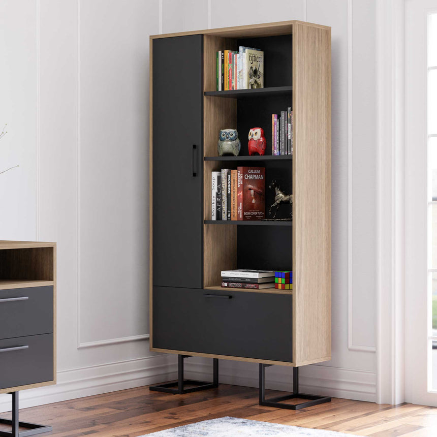 Full Moon Bookshelf with 2 Doors & 4 Shelves