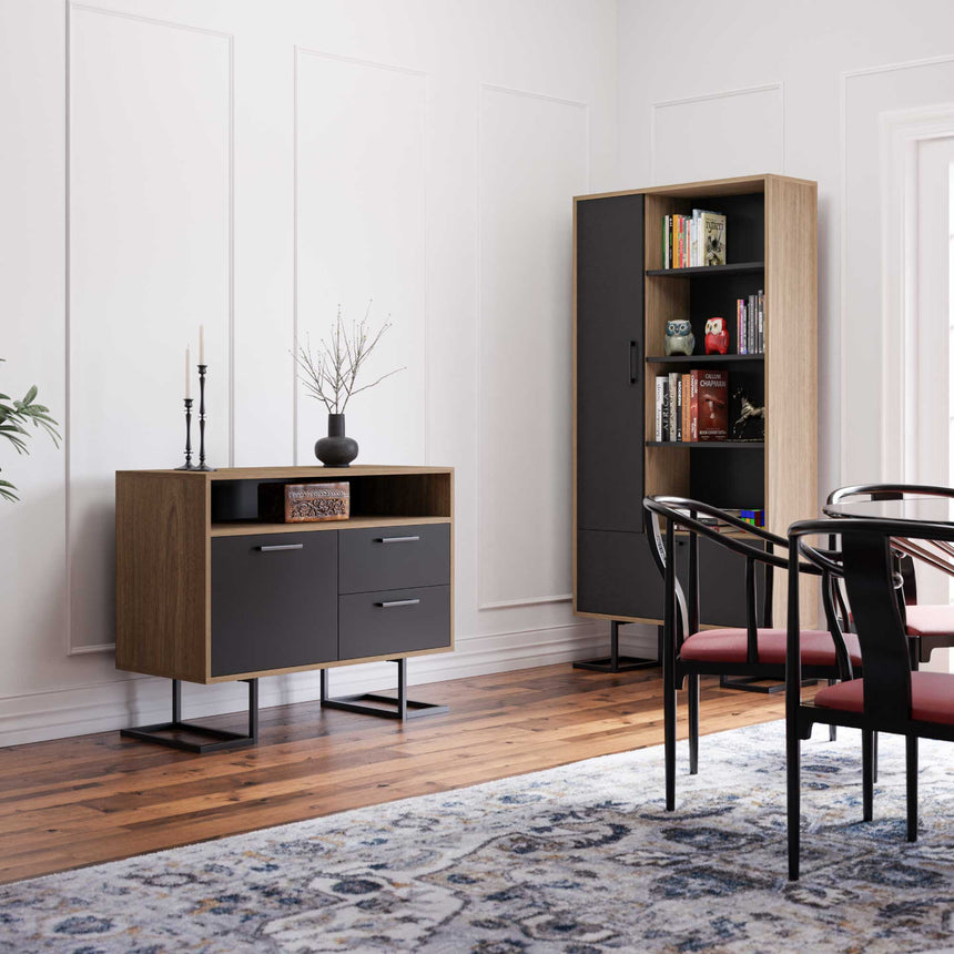 Full Moon Bookshelf with 2 Doors & 4 Shelves