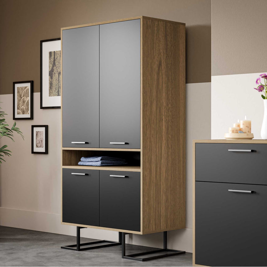 Full Moon Wardrobe with 4 Doors & Shelves