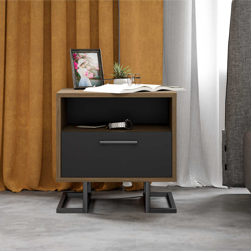 Full Moon Nightstand with Drawer & Shelf