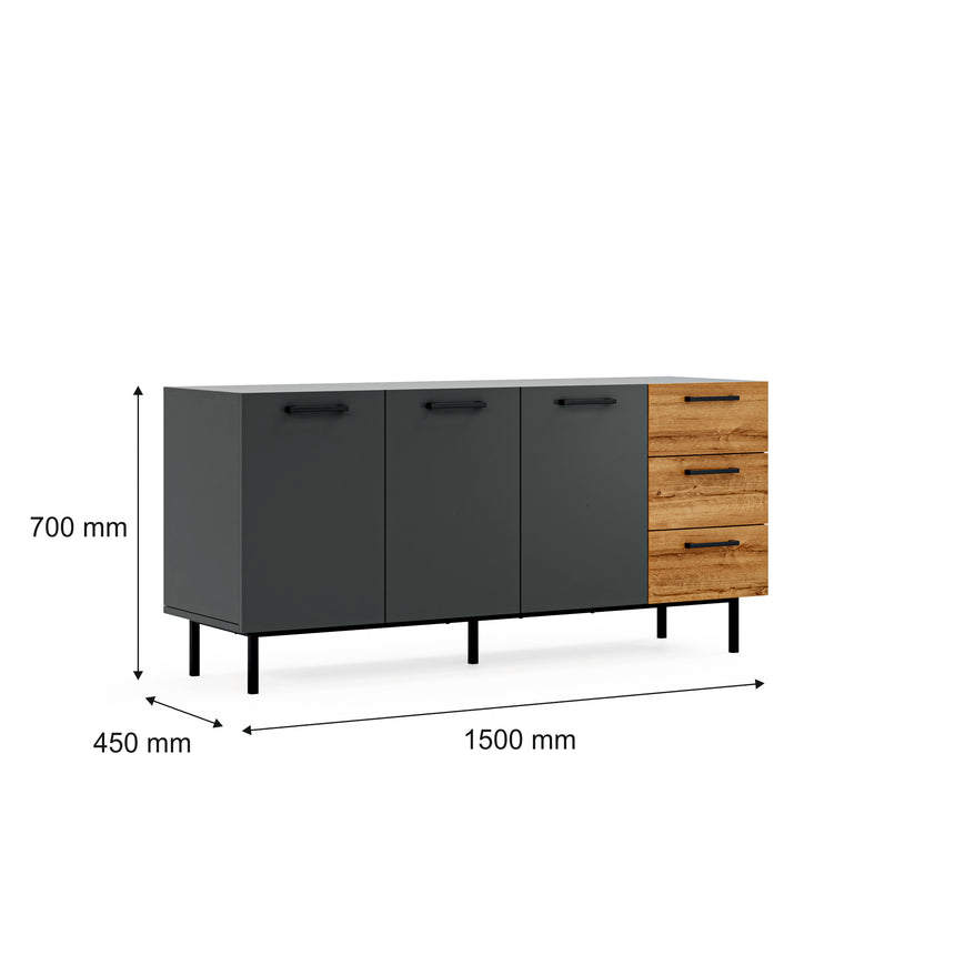 Volga 3 Kapaklı ve 3 Çekmeceli Konsol 150 CM