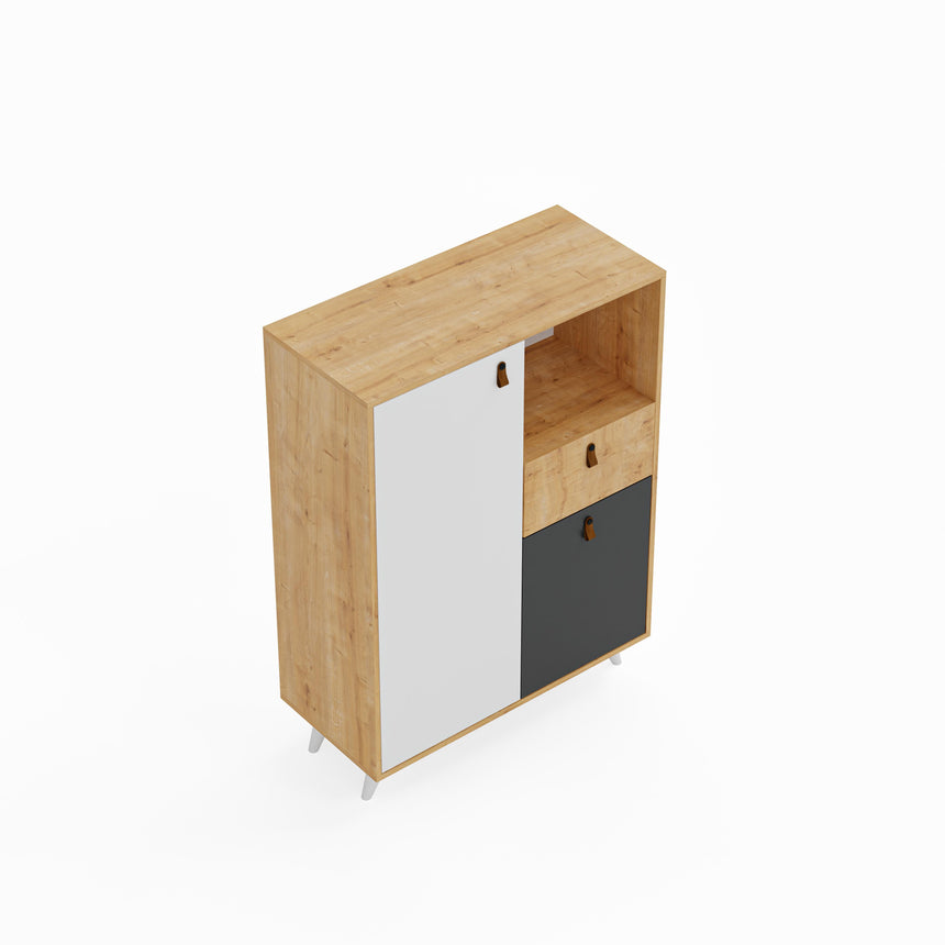 Pera 2 Kapaklı ve Çekmeceli Büfe ve Çok Amaçlı Dolap