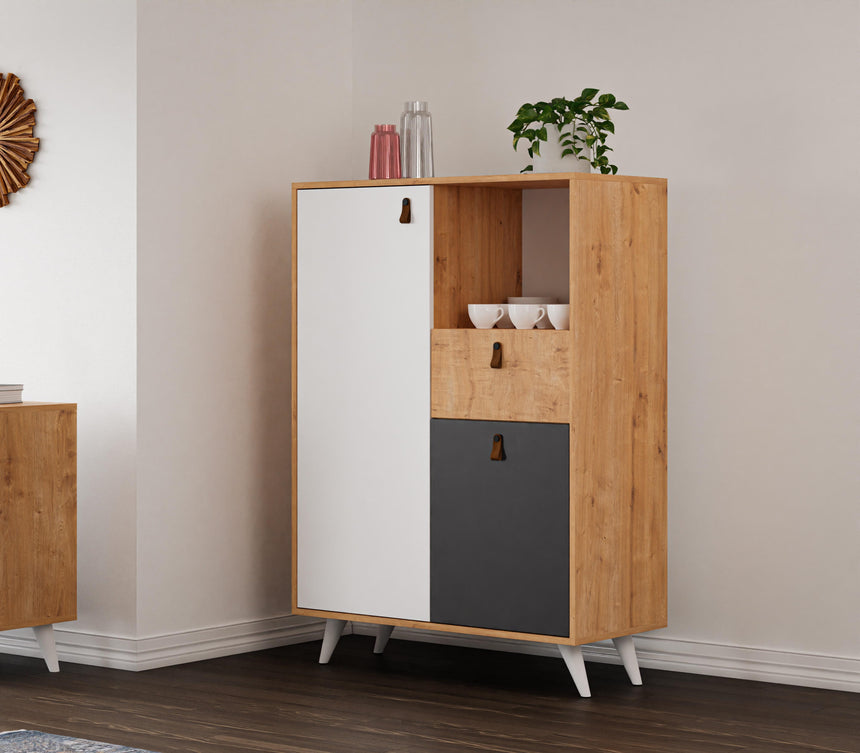 Pera 2 Kapaklı ve Çekmeceli Büfe ve Çok Amaçlı Dolap