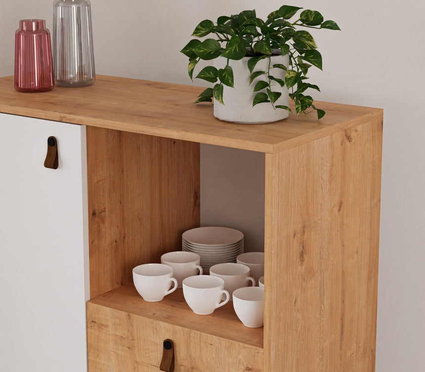 Pera 2 Kapaklı ve Çekmeceli Büfe ve Çok Amaçlı Dolap