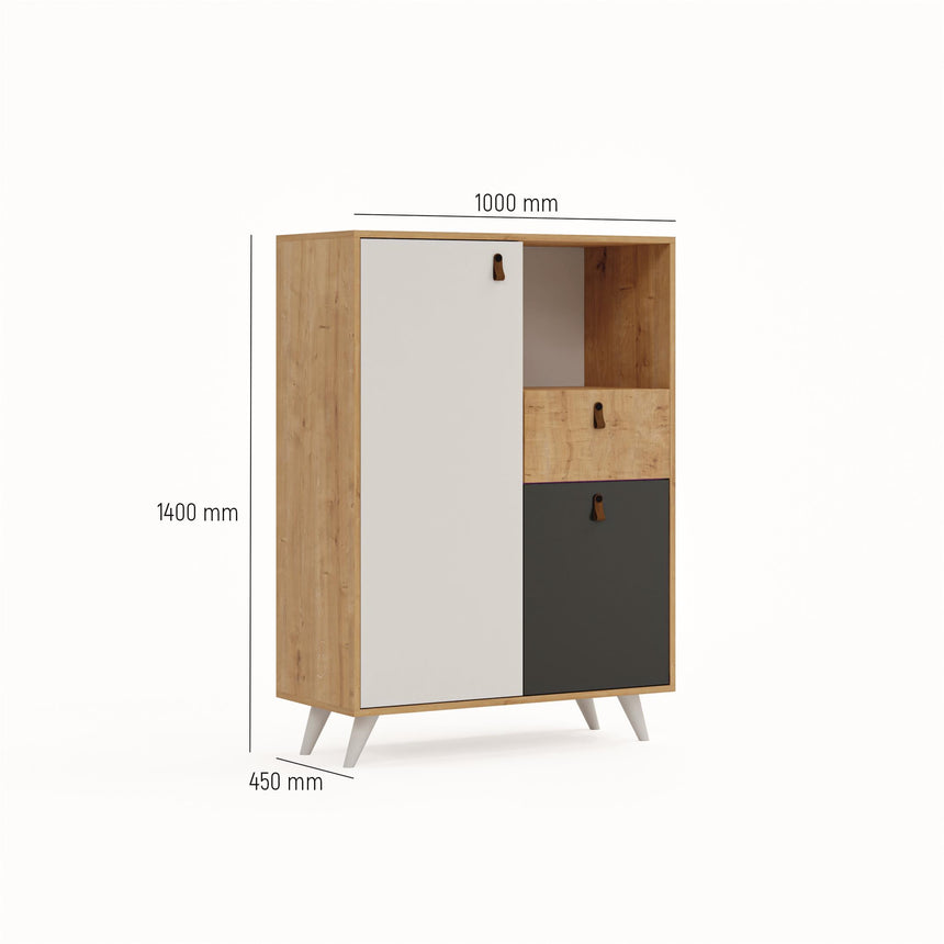 Pera 2 Kapaklı ve Çekmeceli Büfe ve Çok Amaçlı Dolap