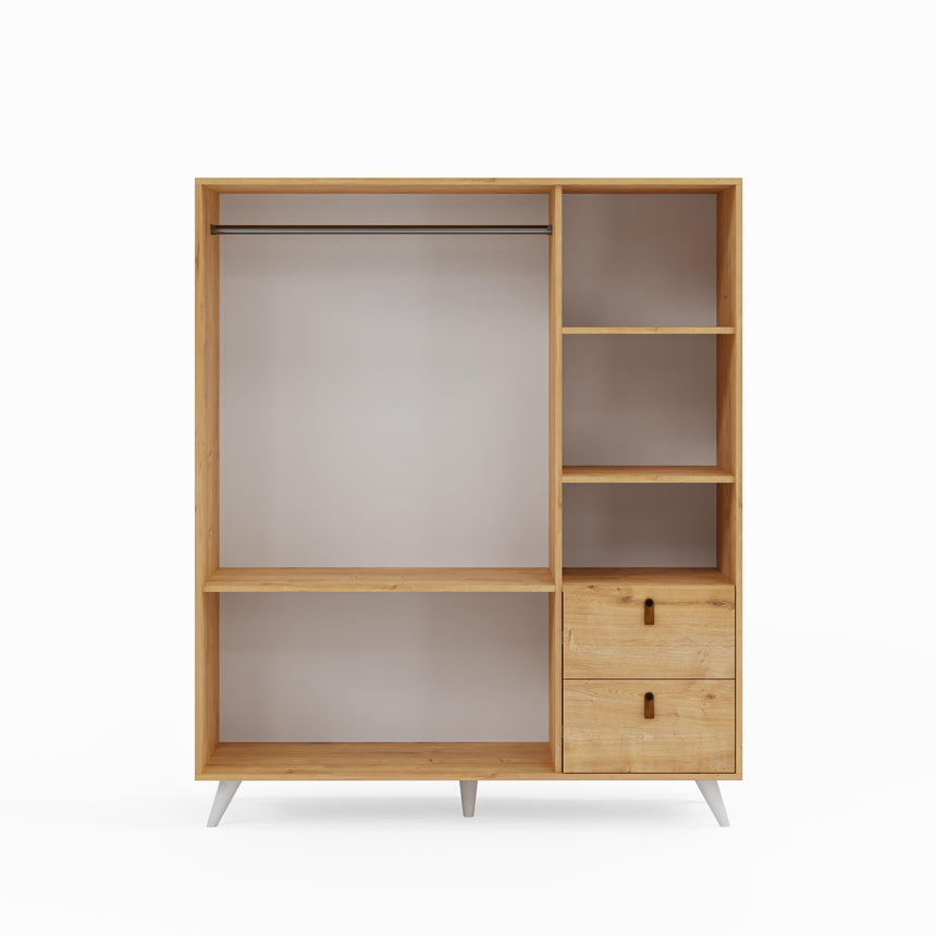 Pera 3 Kapaklı ve 2 Çekmeceli Gardırop