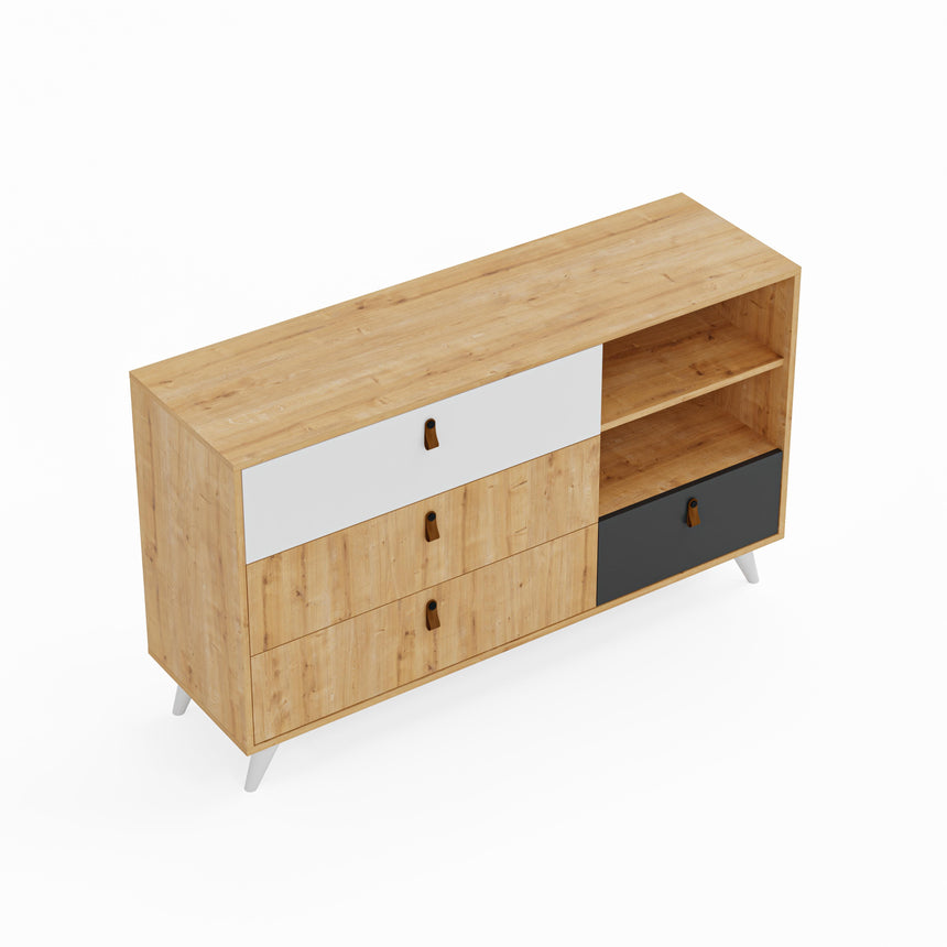 Pera 4 Çekmeceli ve Raflı Şifonyer