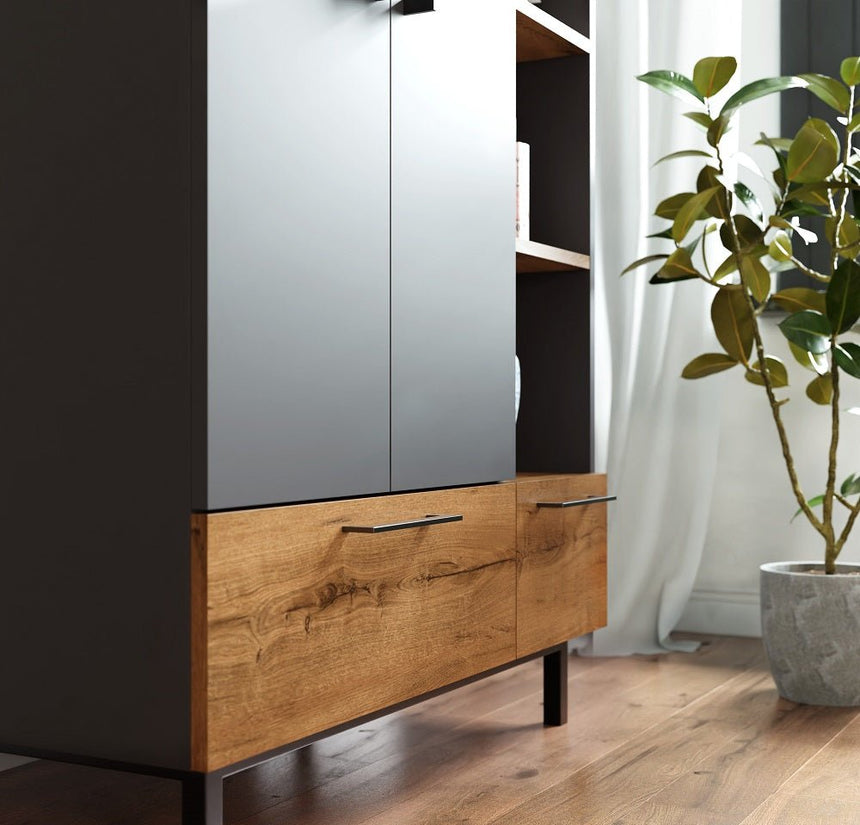 Volga 2 Kapaklı 4 Raflı ve 2 Çekmeceli Gardırop