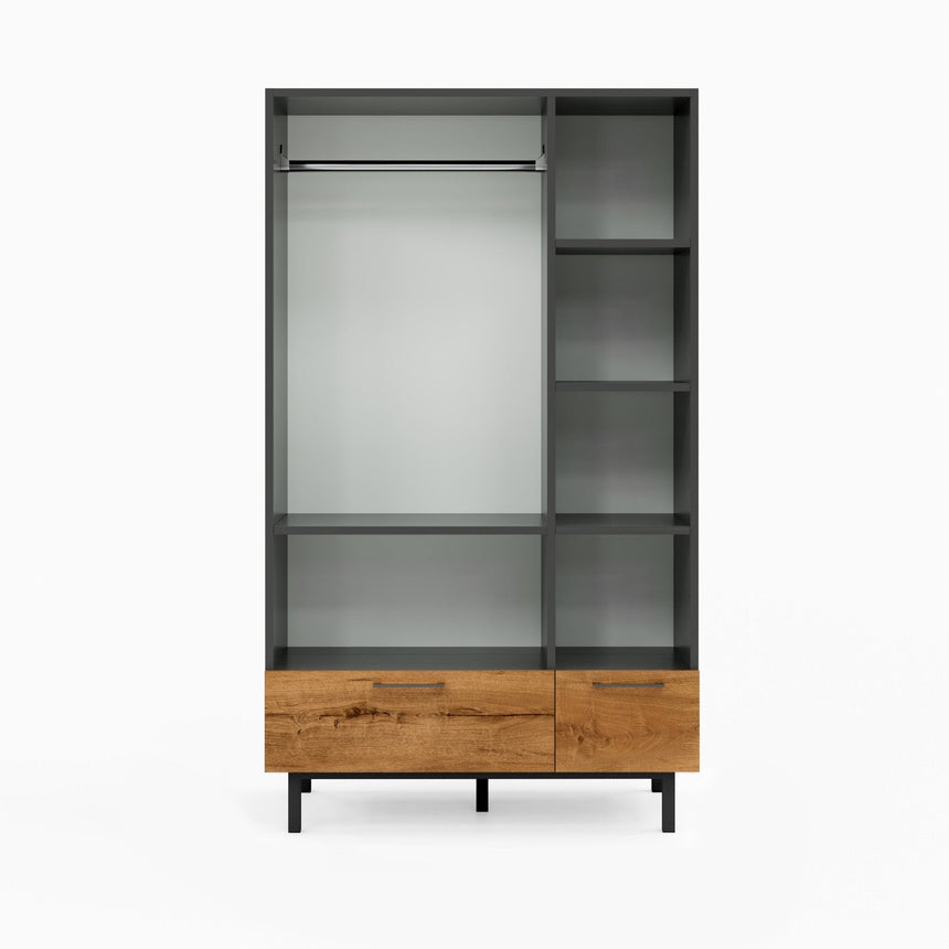 Volga 2 Kapaklı 4 Raflı ve 2 Çekmeceli Gardırop