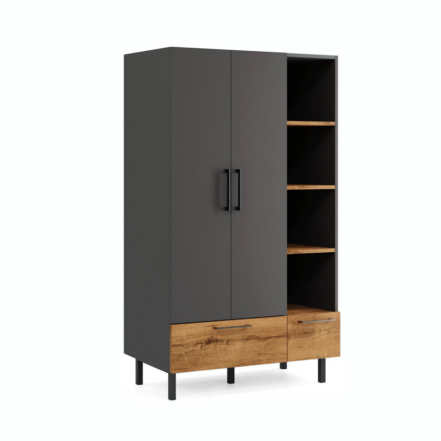 Volga 2 Kapaklı 4 Raflı ve 2 Çekmeceli Gardırop