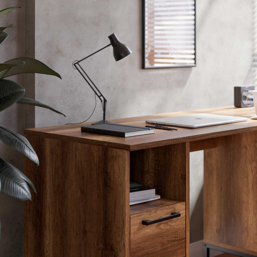 Yukon 2 Çekmeceli Kapaklı ve Raflı Çalışma Masası