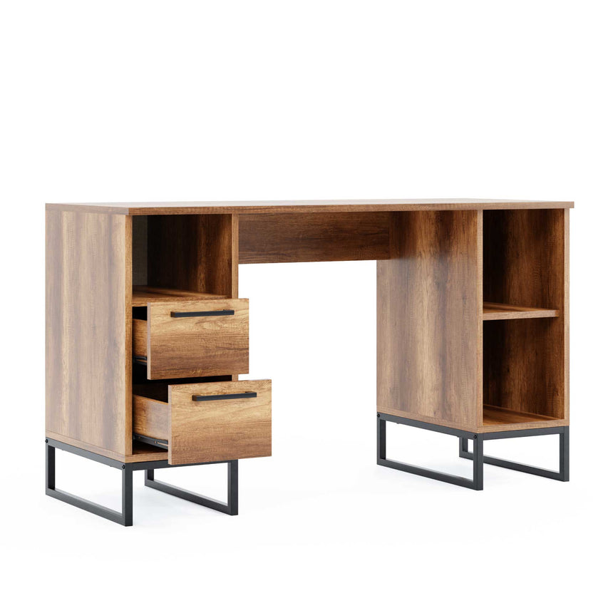 Yukon 2 Çekmeceli Kapaklı ve Raflı Çalışma Masası