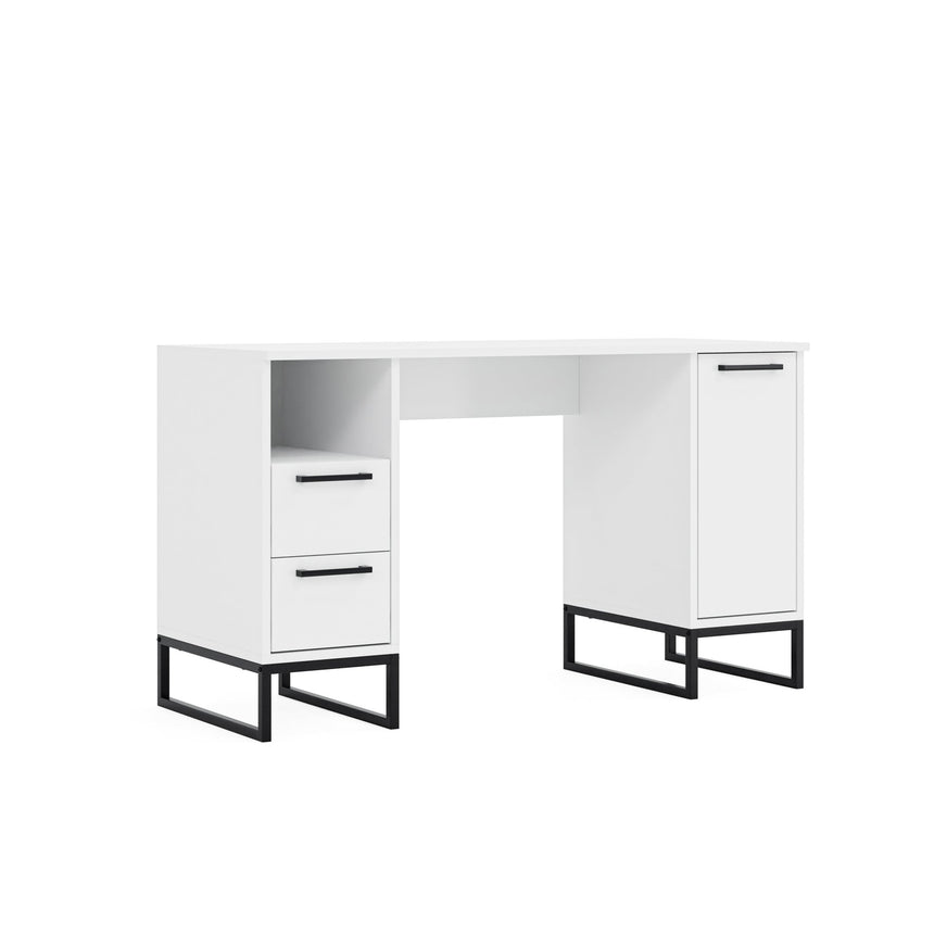 Yukon 2 Çekmeceli Kapaklı & Raflı Çalışma Masası Beyaz - furmetmoduler