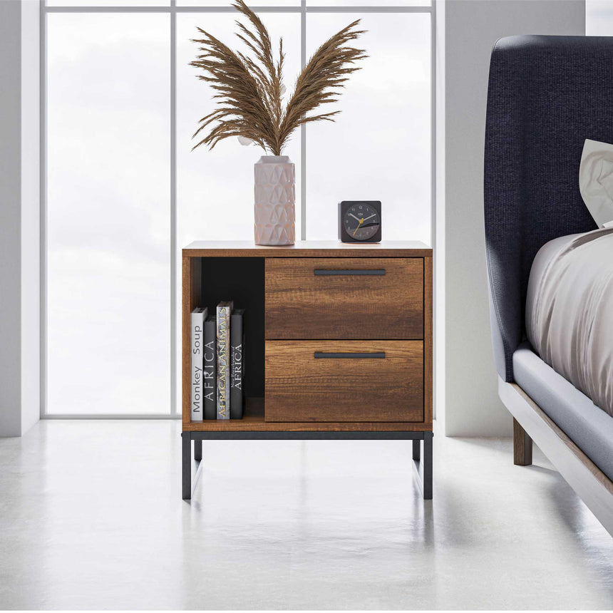 Yukon 2 Çekmeceli ve Raflı Komodin - 45 CM