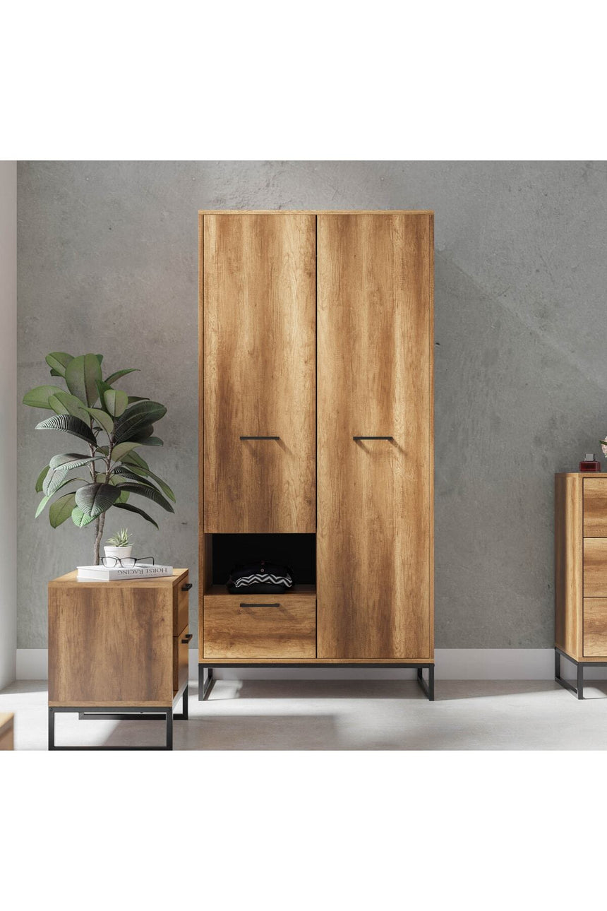 Yukon 2 Kapaklı Raflı & Çekmeceli Gardırop - furmetmoduler