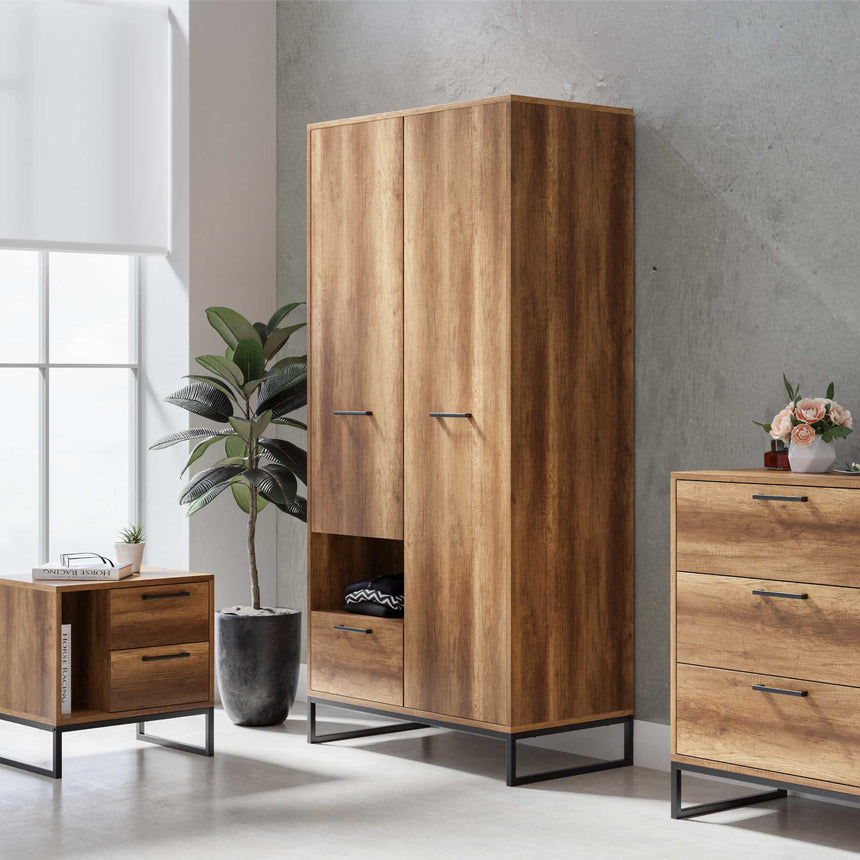 Yukon 2 Kapaklı Raflı ve Çekmeceli Gardırop