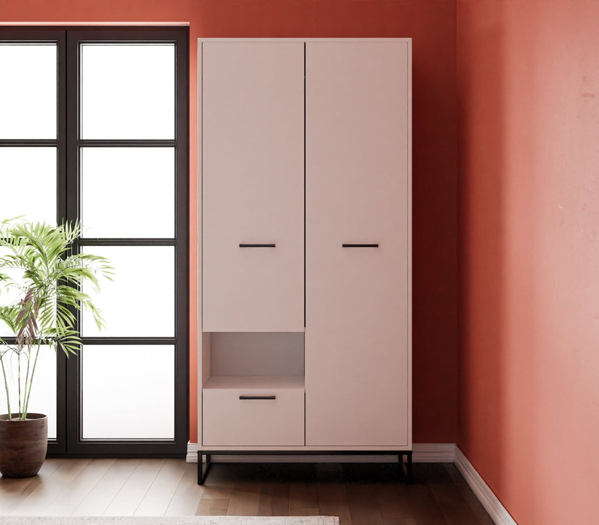 Yukon 2 Kapaklı Raflı & Çekmeceli Gardırop Beyaz - furmetmoduler