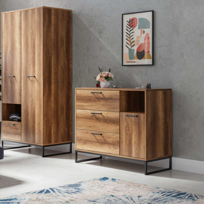 Yukon 3 Çekmeceli Raflı ve Kapaklı Şifonyer