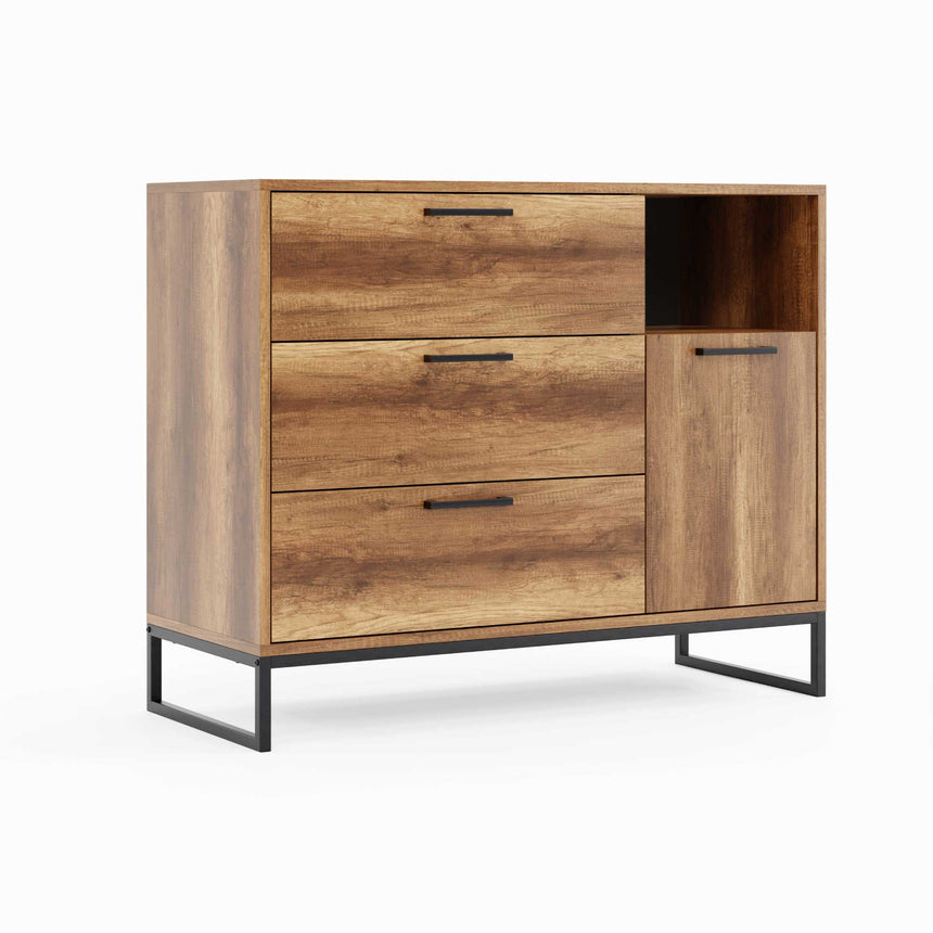 Yukon 3 Çekmeceli Raflı ve Kapaklı Şifonyer