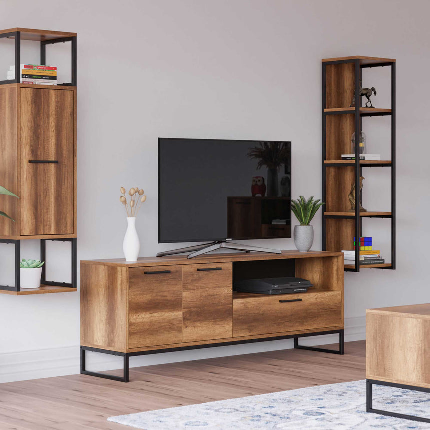 Yukon 3 Kapaklı 9 Raflı ve Çekmeceli Tv Ünitesi