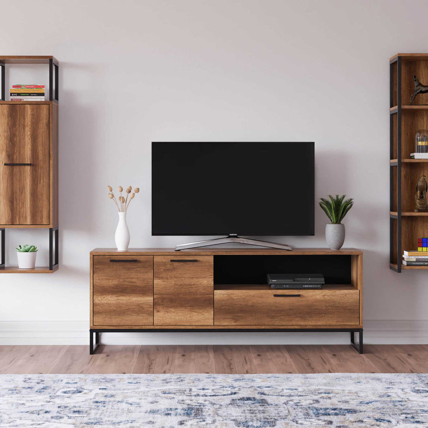 Yukon 3 Kapaklı 9 Raflı ve Çekmeceli Tv Ünitesi